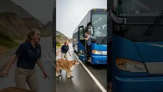 Brave Cougar Saves Bus Passengers From Deadly Accident! #rescue #wildlife #animals
