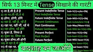 Tenses In English Grammar With Examples | Tense Chart| Tenses In English| Tense Chart In English