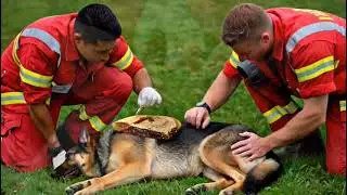A German Shepherd&rsquo;s life is on the line as a furious swarm of bees  warning. Every second matters. 🐕