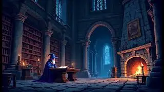 Enchanted Library Ambience | Cozy Fireplace & Relaxing Music for Studying, Reading & Sleeping