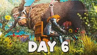 Дою бизона в одиночку ради молока виверны на 6-й день ARK!