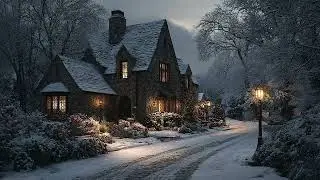 Snowy Night in a Dark Academia Old Town ┇ Calm Winter Ambience for Reading and Focus