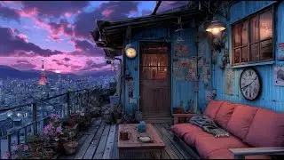 Tokyo Twilight Rooftop 🌆 Japanese Retro Lofi Ambience | Chill & Focus