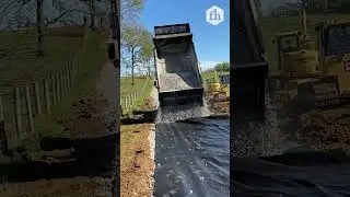 Dump Truck Spreads Gravel  #Shorts #DumpTruck #Construction #Landscaping