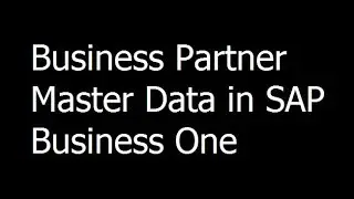 021 - Business Partner Master Data in SAP Business One