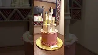 Cinderella EARidescent Cake with White Chocolate Castle Topper in Gold Dust #shorts