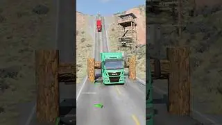 Mixed trucks vs log trap part53 #automobile #shortvideo #beamngdrive #india #truck #shorts #dumper