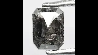 0.89 CT Emerald Cut Salt & Pepper Diamond: Grey Black Loose Diamond