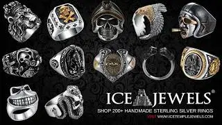 Pentagram Skull & Roses 925 Sterling Silver Ring | IceTempleJewels&reg;