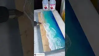 Gorgeous ocean art on a wood panel! #shorts