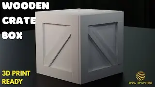 3D Printable Wooden Crate Box | One-Piece STL File | Rustic Storage Decor