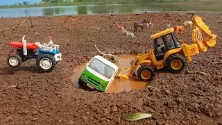 Fire Wood Loaded Tata Ace Big Pit Accident, Pulling Out JCB 3DX And HMT Tractor @RDTOY97