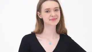 White Gold Plated Sterling Silver Turquoise Round Solitaire Necklace & Earring Set