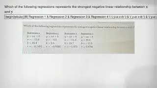 Which of the following regressions represents the strongest negative linear relationship between mat