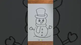 Simple snowman ⛄️ drawing | How to draw snowman | Easy snowman drawing tutorial | #snowman #drawing