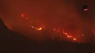 Fire continues to rage at night in the outskirts of Quito, Ecuador