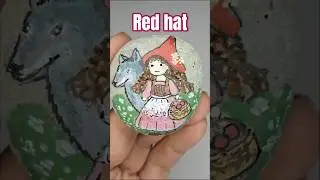 how to paint #redhat #howtopaint #miniature #acrylicpainting ##acrylicmarker #kamyk #pebble #olgax