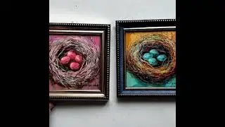 Pink eggs in the nest painting