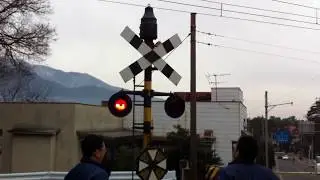 珍！　反応灯が故障している電鐘式踏切　アルピコ交通上高地線　波田踏切