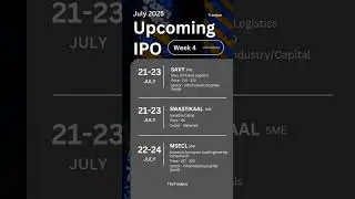 Upcoming IPO 21-24 July 2025 #stockmarket #lifeisbutadream #trader