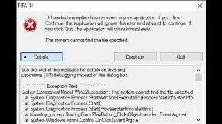 FIFA 14-21 unhandled exception error in FIFA 14