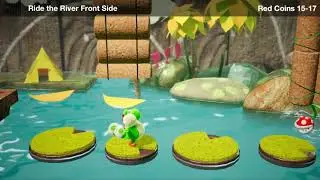 [Yoshi's Crafted World] Ride the River - All Smiley Flowers, Red Coins