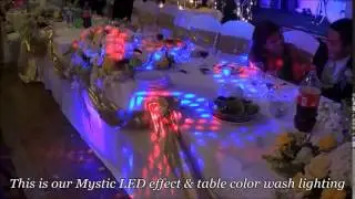 Wedding Decoration Ideas Purple & Blue UpLighting, Table Color Wash Effect, Stage Lighting & Gobo