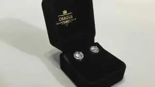 Orrous 18k Gold Plated Cubic Zirconia Round Halo Stud Earrings (3.45 carats) - Unboxing
