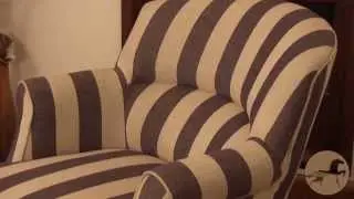 Amelie Blue Striped Fabric Club Chair