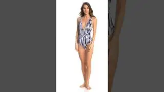 Athena Blue Horizon Plunge One Piece Swimsuit | SwimOutlet.com