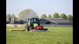 EERSTE SNEDE GRAS MAAIEN DEUTZ FAHR AGROTRON 115 MK3 EN FENDT 310 TMS
