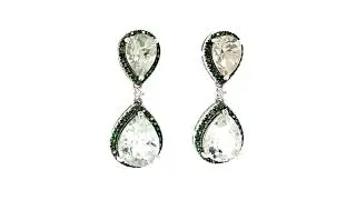 Platinum Prasiolite, Diamond and Tsavorite Drop Earrings | Fei Liu Fine Jewellery