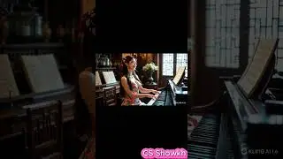 Beautiful girl play piano, Relaxing music