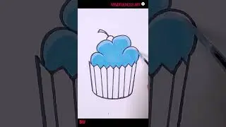 Easy drawing for kids #easy cupcake drawing tutorial  #How to draw a colorful cupcake #shorts