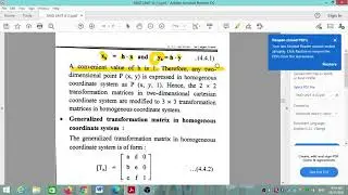 SMD Unit 4 Lecture 4,  2 Dimensional Geometric Transformation using Homogenous Coordinates