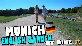 MUNICH English Garden (south part)  &ndash; 4k DRIVING TOUR by bike