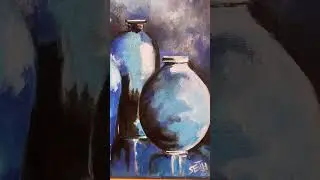Exploring depth and light using just one colour- blue 💙 #monochromaticart  #painting  #illustration