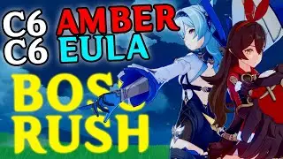 C6 AMBER & C6 EULA - I FIGHT EVERY BOSS JUST WITH THEM | GENSHIN IMPACT 21 BOSS RUSH