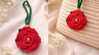 Very beautiful and easy crochet rose bag charm | crochet rose
