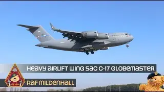 ONE OF THREE HEAVY AIRLIFT WING SAC PAPA AFB C-17 GLOBEMASTER ARRIVES AND DEPARTS RAF MILDENHALL