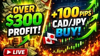 CADJPY LIVE TRADING 🔴 +100 Pips Running | $300+ Profit in Real Time