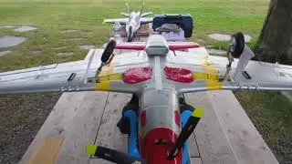 FMS P-51 1450mm Landing gear fail - emergency landing