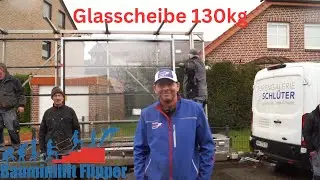 Baulift Flipper Einsatz bei Firma Türengalerie Schlüter - 130kg Glasscheibe