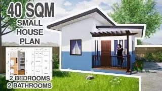 SMALL HOUSE DESIGN (40 sqm/430.56 sqft, 2 Bedroom/2 Bathroom Bungalow Plan)