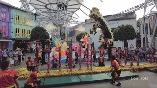 [4K] Stamford at Clarke Quay, High Pole Lion Dance, Dragon Dance & War Drums on 15 Feb 2024