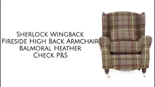 Sherlock Wingback Fireside High Back Armchair Balmoral Heather Check P&S