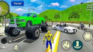 Spider Rope Hero Gangster Crime - Monster Truck and Rescue Truck at Vegas City - Android Gameplay 