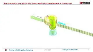 Auto unscrewing core with rack for thread plastic mold manufacturing at Upmold.com