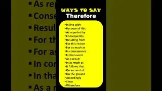 Way to say therefore||Use this word instead of therefore #shorts #ytshorts #youtubeshorts #viral