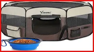 Ysding Portable Foldable Pet Playpen and Puppy Playpen with Free Carrying Case Collapsible Travel